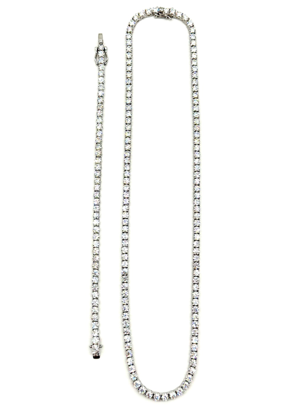 925 Silver, 4mm Moissanite Tennis Chain & Bracelet Set
